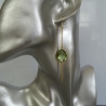 Boucles d'Oreilles Pendantes Gouttes Quartz Hydro vert  serti clos Plaqué Or