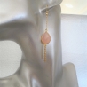 Boucles d'Oreilles Pendantes Gouttes Quartz rose  serti clos Plaqué Or