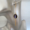 Boucles d'Oreilles Pendantes Gouttes Hydro Amethyst  serti clos Plaqué Or
