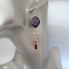 Boucles d'Oreilles Pendantes Gouttes Hydro Amethyste  serti clos  Arabesque Argent 925