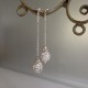 Boucles d'Oreilles Pendant chaîne Argent  Perles Strass Cristal