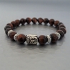Bracelet perles Oeil de Taureau marron et Buddha