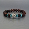Bracelet perles  Oeil de Taureau  et  Howlite bleu