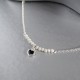 Bracelet chaîne mini perles diamantées  petit coeur serti clos noir