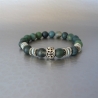 Bracelet perles Agate mousse et  Croix de Malte