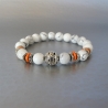 Bracelet perles Howlite blanche et Perle argent