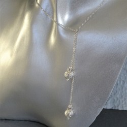 Collier Cravate perles effet diamanté