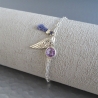 Bracelet parme aile et pompon violine