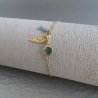 Bracelet solitaire bleu aile et pompon bleu