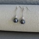 Boucles d'Oreilles Pendant chaîne Argent  Perles Hématite