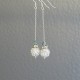 Boucles d'Oreilles Pendant chaîne Argent  Perles Strass Cristal