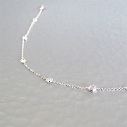 Bracelet Chaîne Mini Zirconiums Blanc Sertis Clos Argent 925
