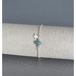 Bracelet Perle quartz bleu Etoile argent