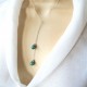 Collier Cravate Argent Perles Malachite