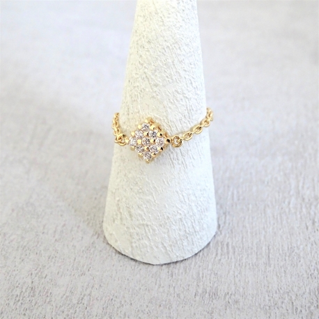 Bague Chaînette  Mini Losange strass