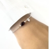 Bracelet Perle Grenat et Cœur Argent