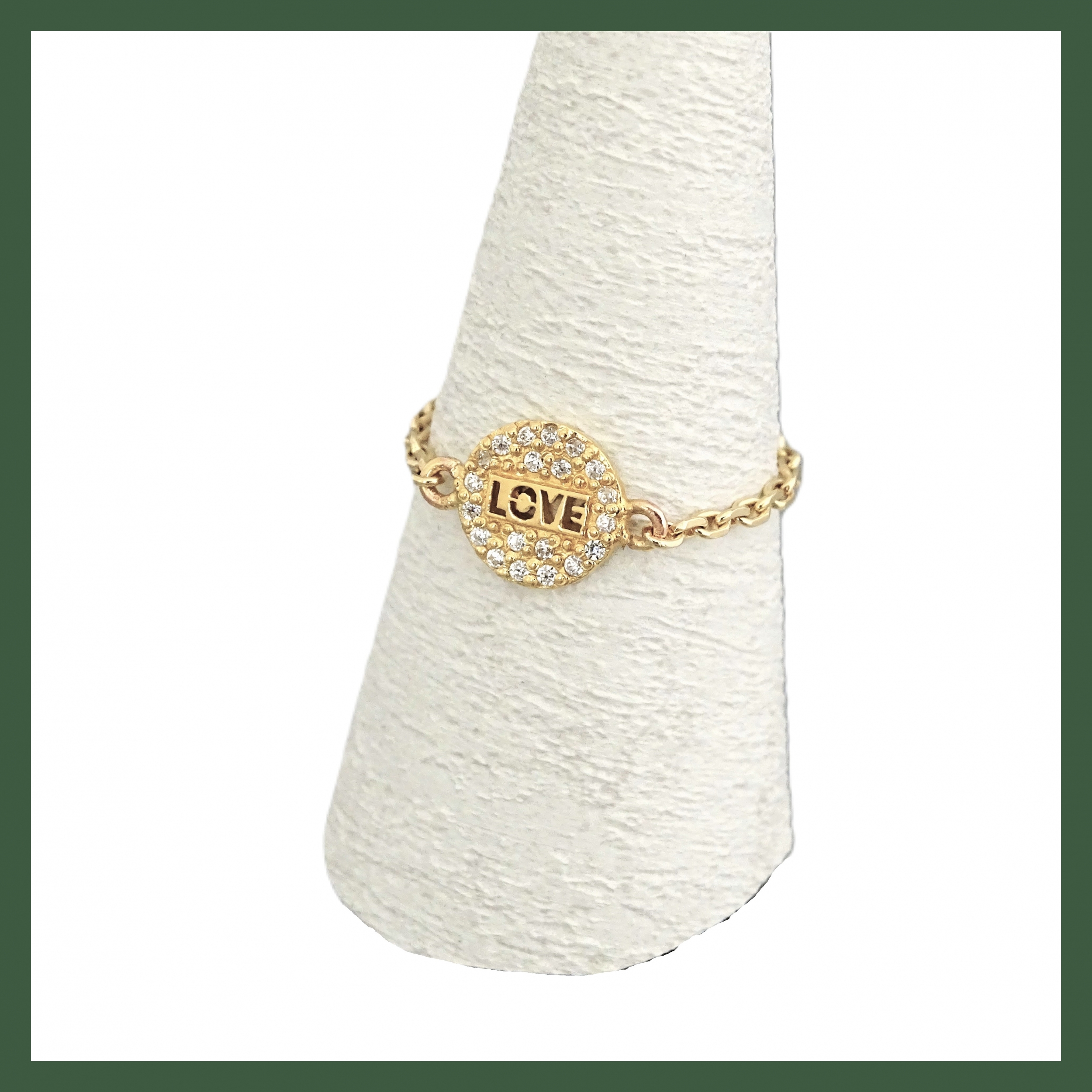 Bague Chaînette Love et strass