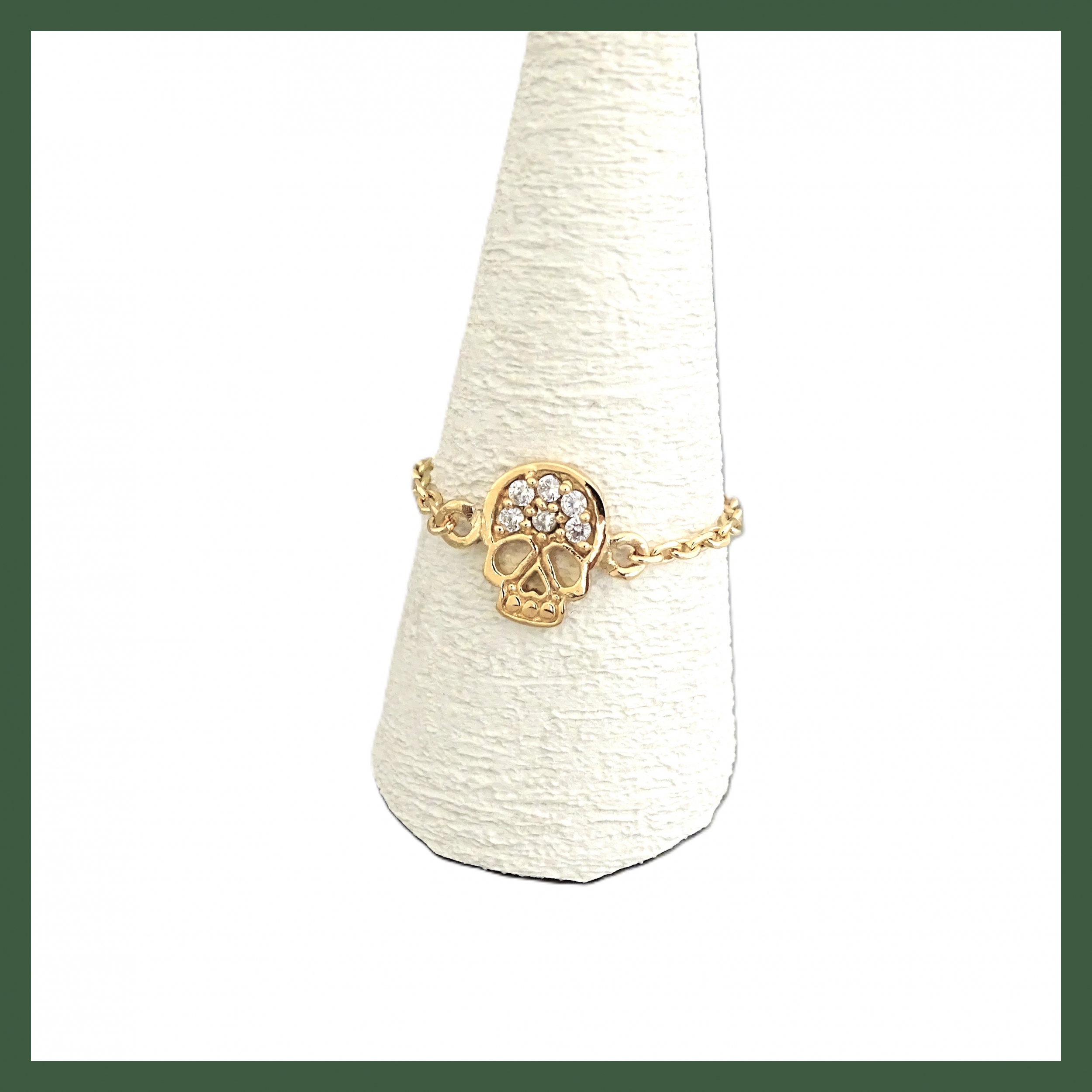 Bague Chaînette  Mini Tête de Mort strass