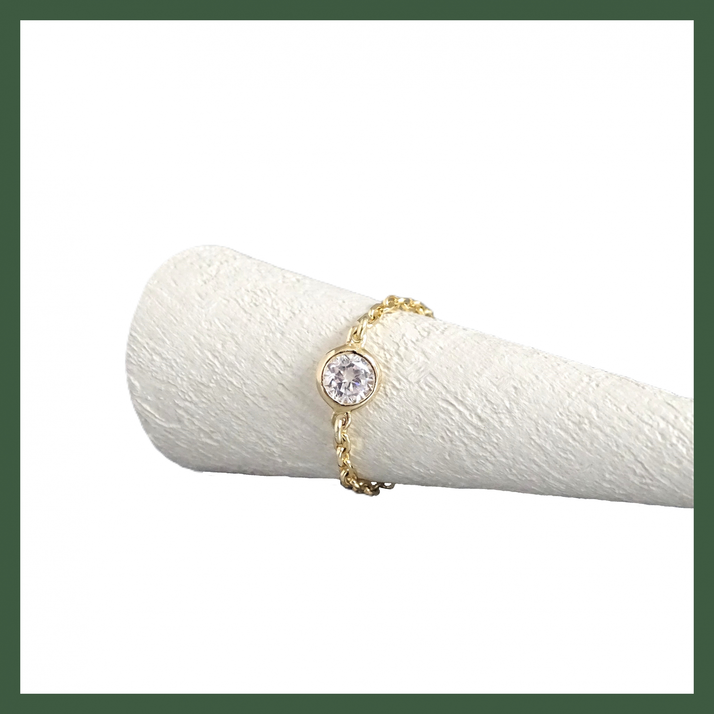 Bague chaînette  solitaire 6 mm