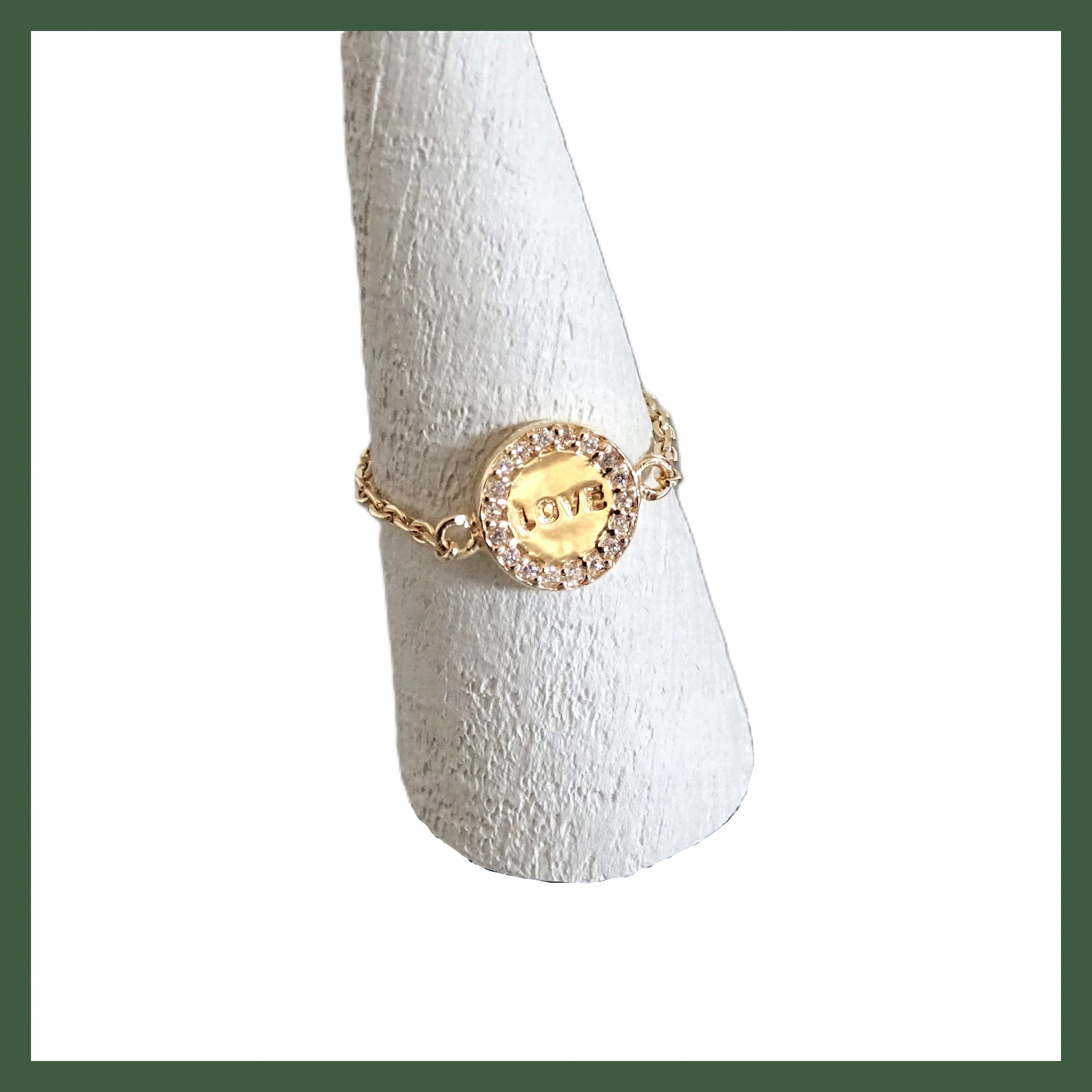 Bague Chaînette  strass Love