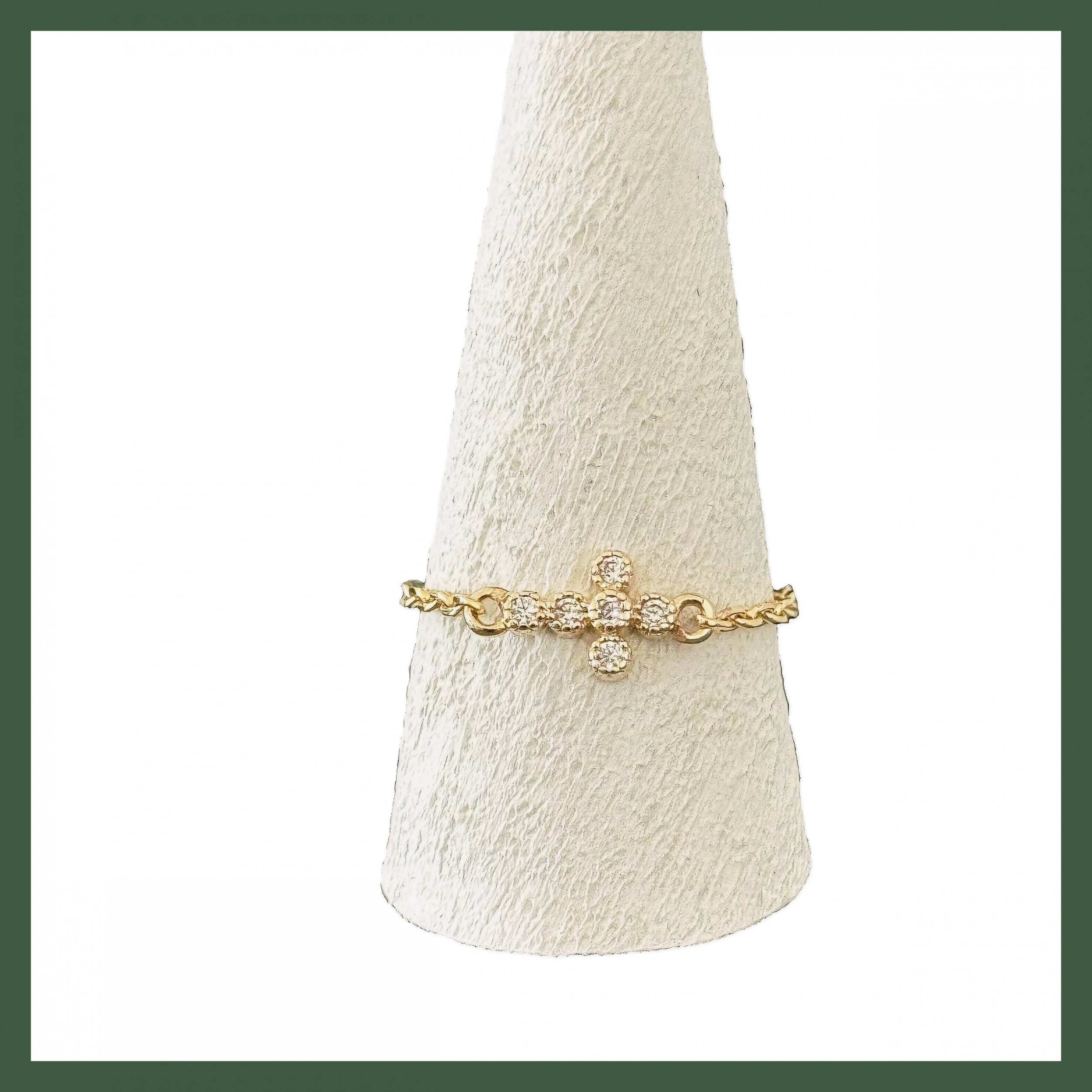 Bague Chaînette  Mini Croix strass