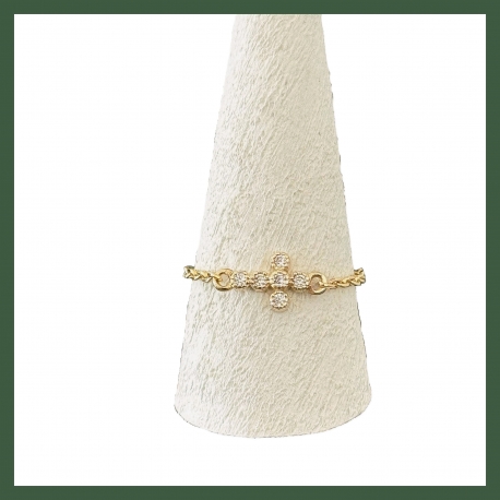 Bague Chaînette  Mini Croix strass