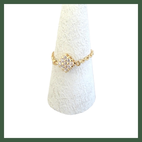 Bague Chaînette  Mini Losange strass