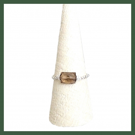 Bague Chainette quartz fumé