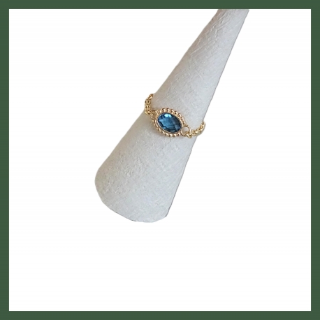 Bague Chaînette  mini strass Plaqué or