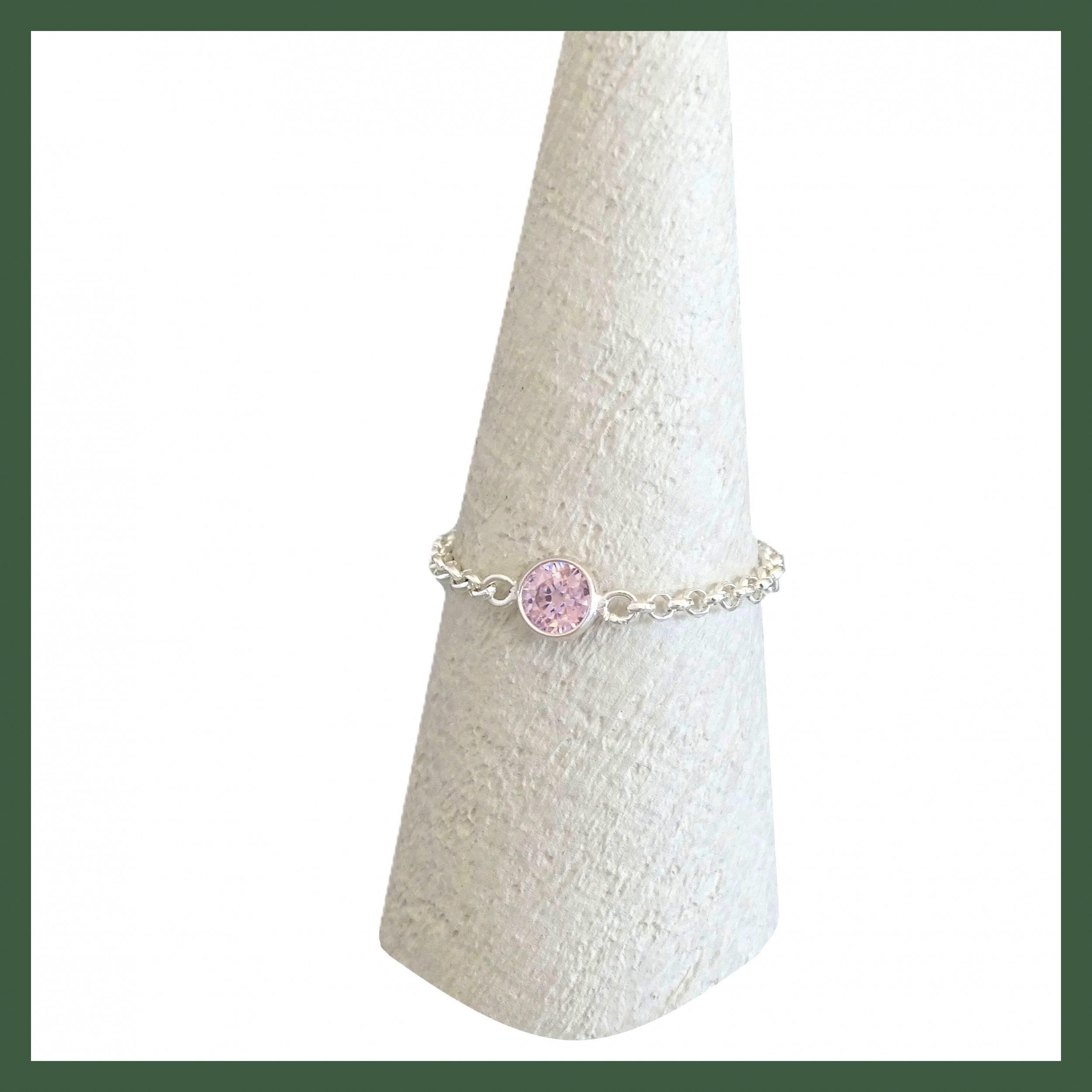 Bague Chaînette Zirconium serti clos Rose