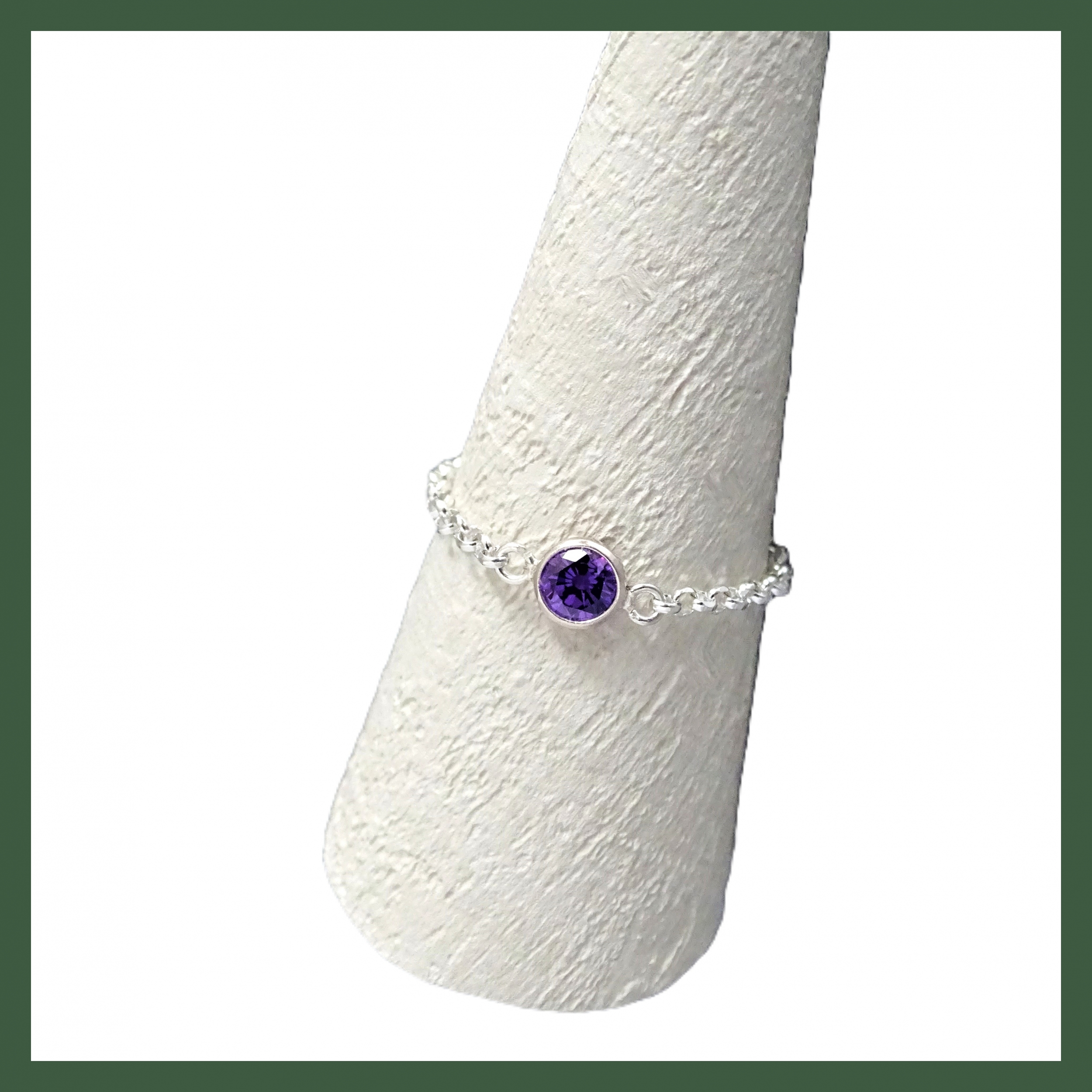 Bague Chainette zirconium serti clos Améthyste