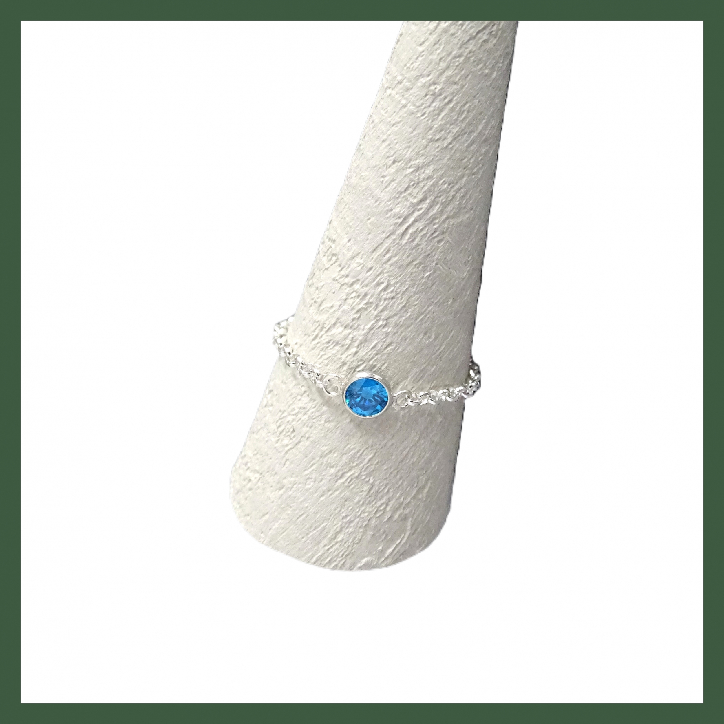 Bague chaînette mini solitaire  Bleu