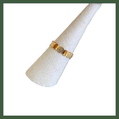 Bague ajustable pastilles plaqué or