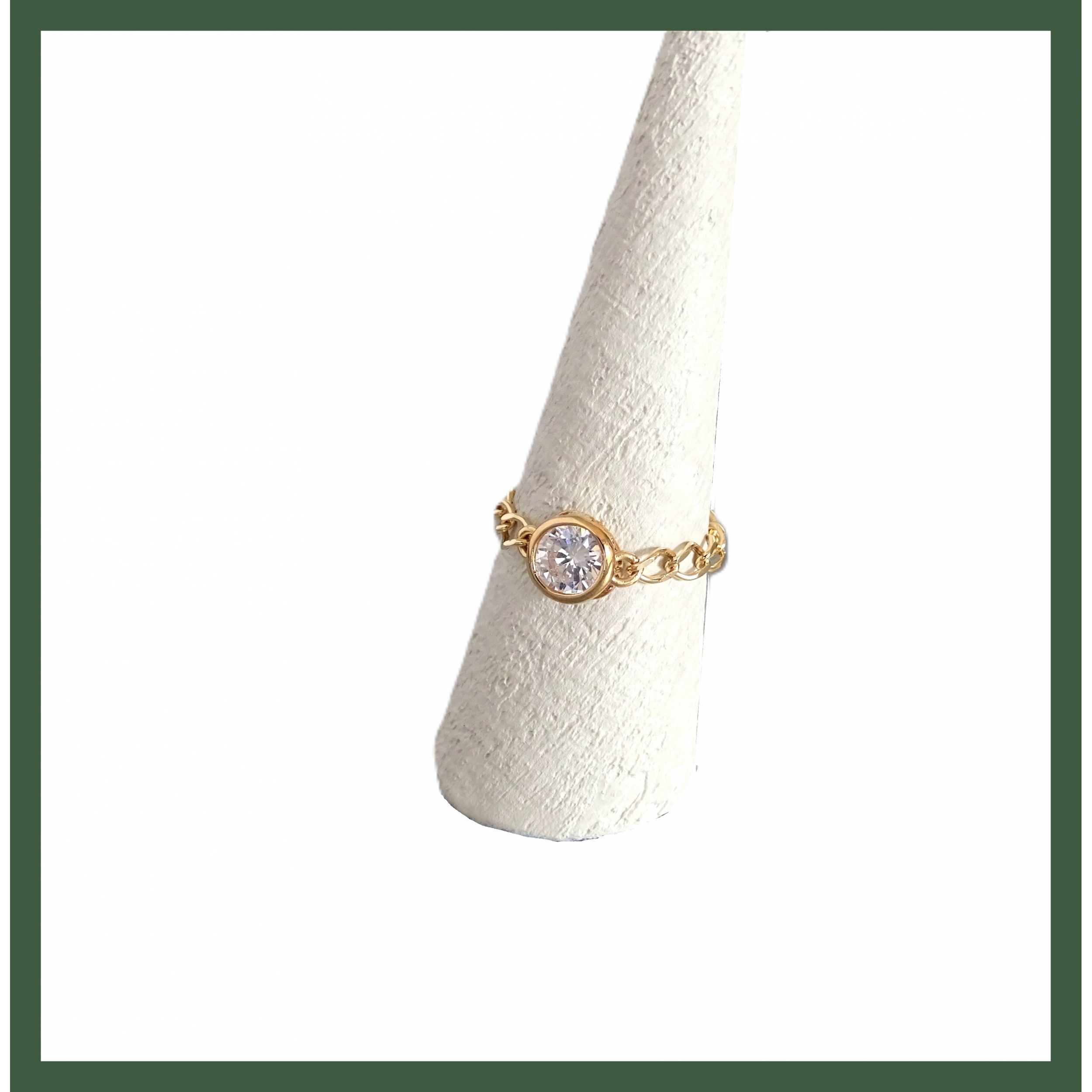 Bague chaîne solitaire plaqué or 18 carats
