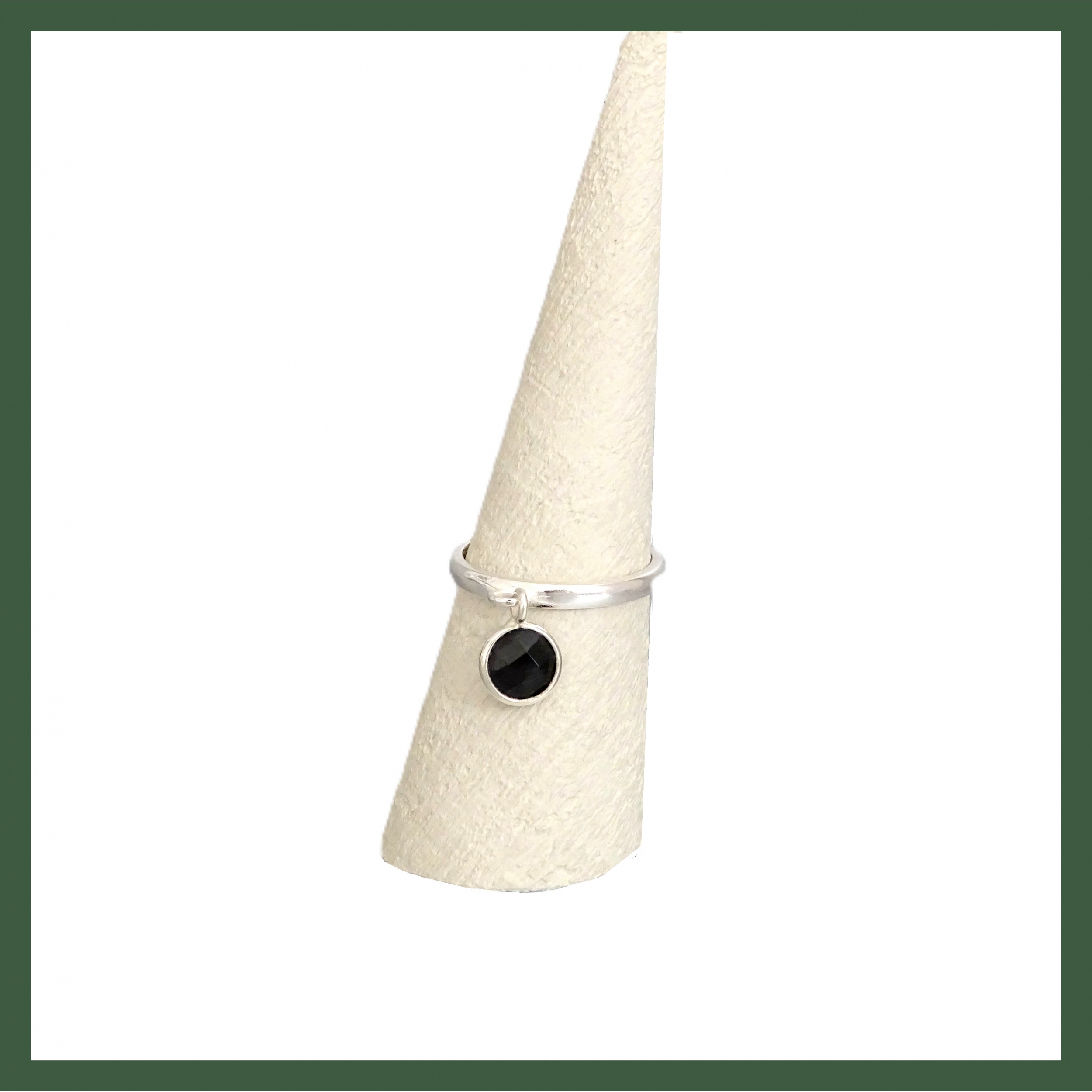 Bague anneau ajustable Onyx
