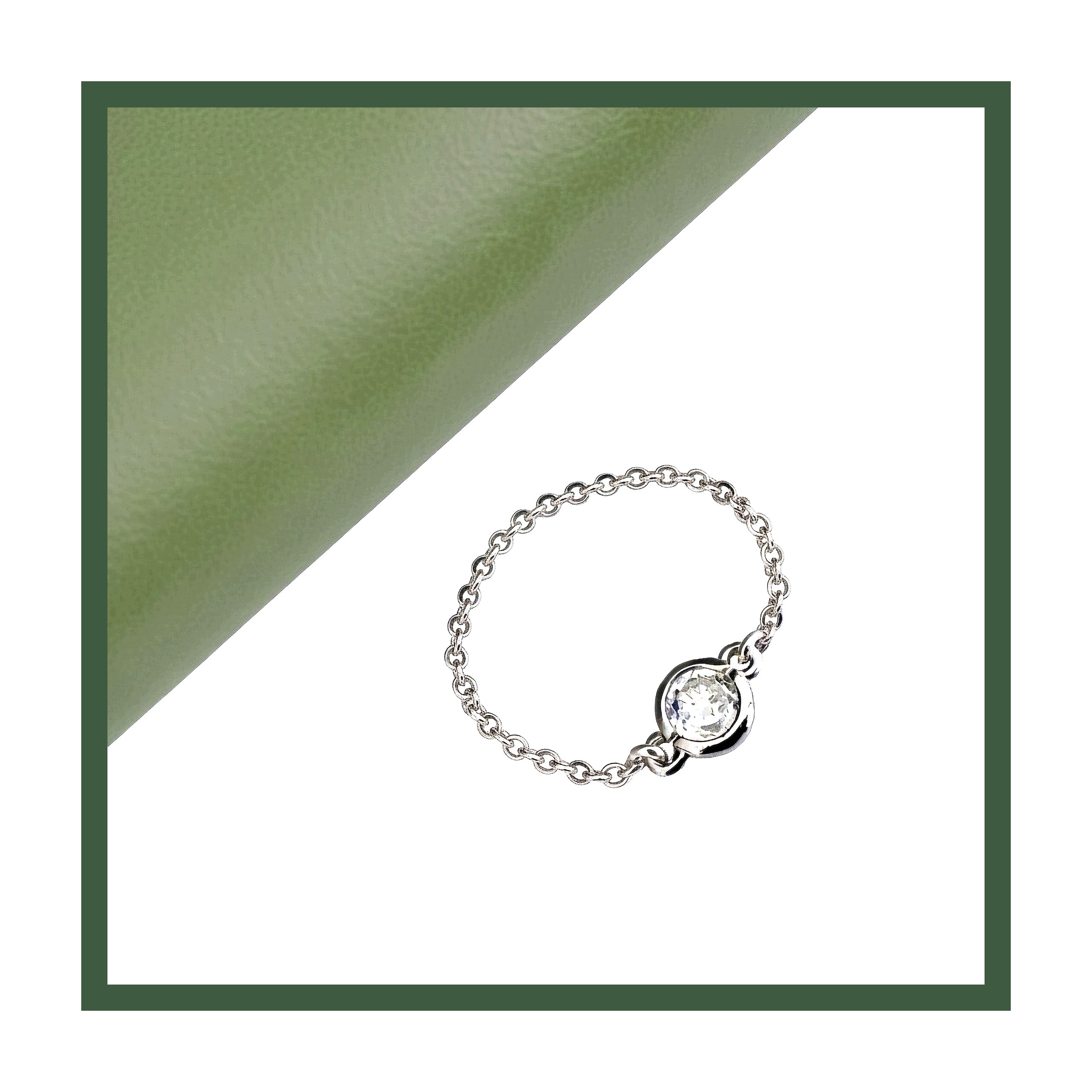 Bague Chaînette  Argent  avec Zirconium Serti Clos