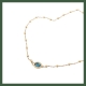 Collier mini boules zirconium ovale perlé bleu