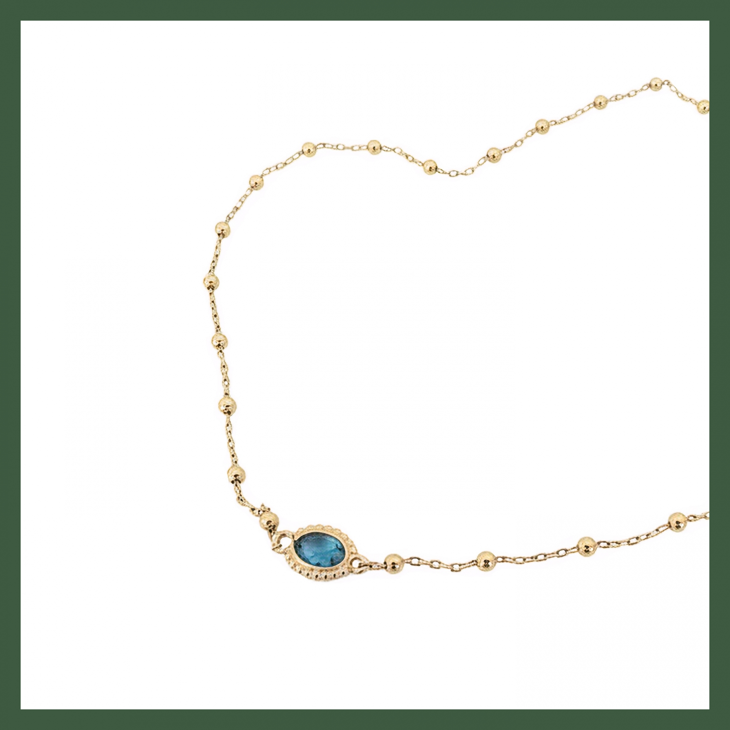Collier mini boules zirconium ovale perlé bleu