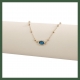 Collier mini boules zirconium ovale perlé bleu