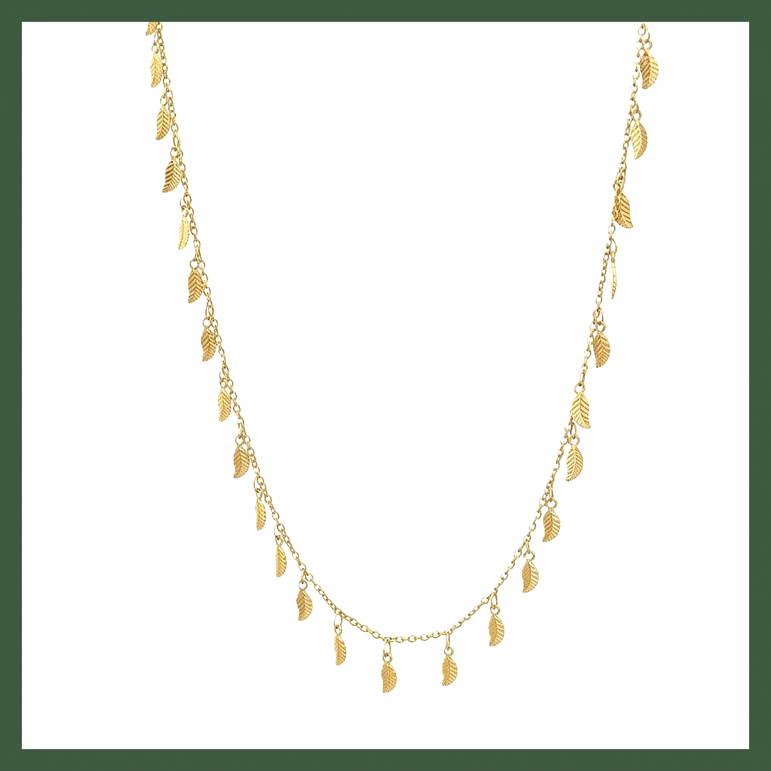 Collier mini feuilles plaqué or