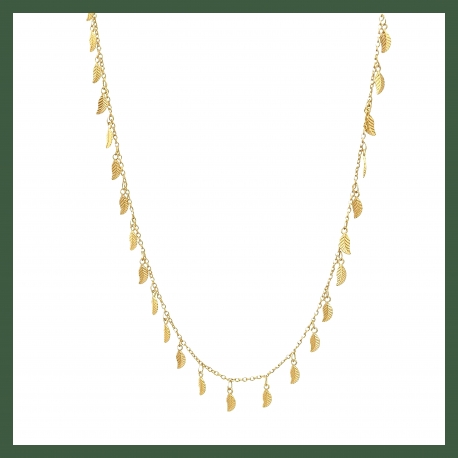 Collier mini feuilles plaqué or