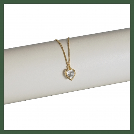 Collier Chaîne Plaqué Or Coeur Zirconium Serti clos