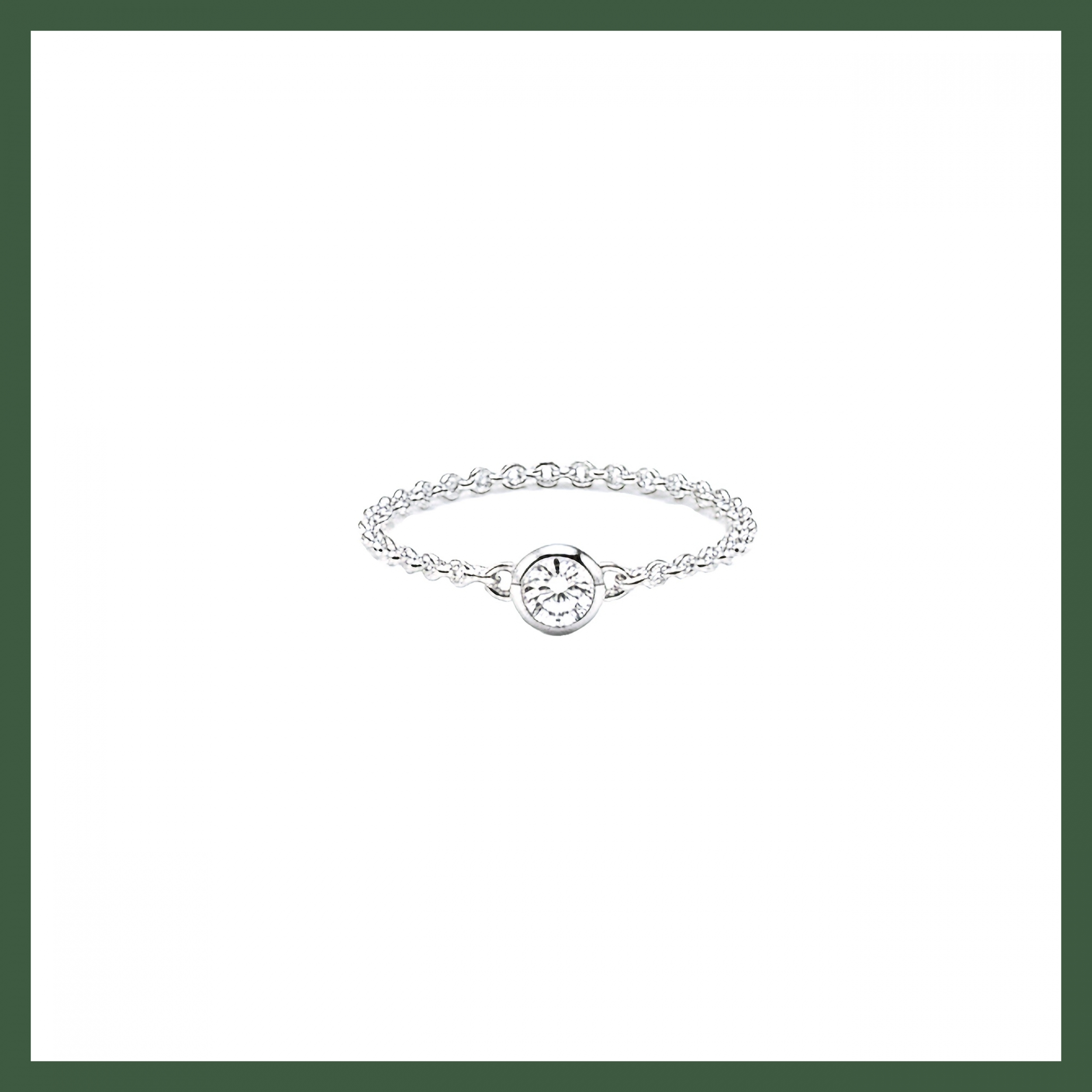 Bague Chaînette  Argent  avec Zirconium Serti Clos