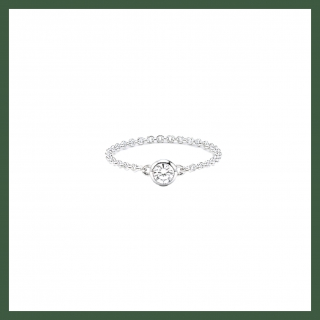 Bague Chaînette  Argent  avec Zirconium Serti Clos