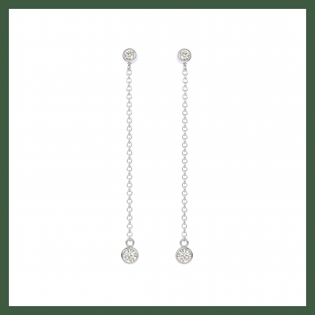 Boucles d'Oreilles Pendant chaîne Argent  Motif Trèfle