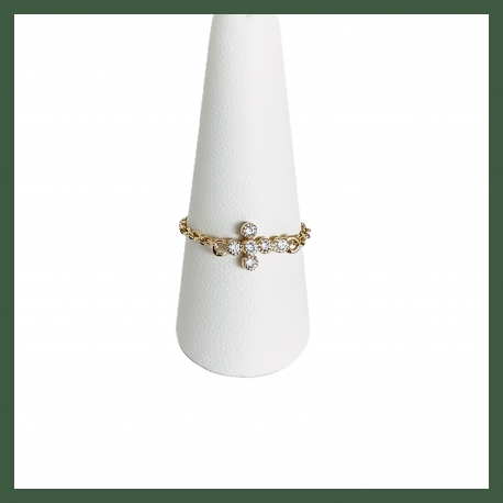 Bague Chaînette  Mini Croix strass