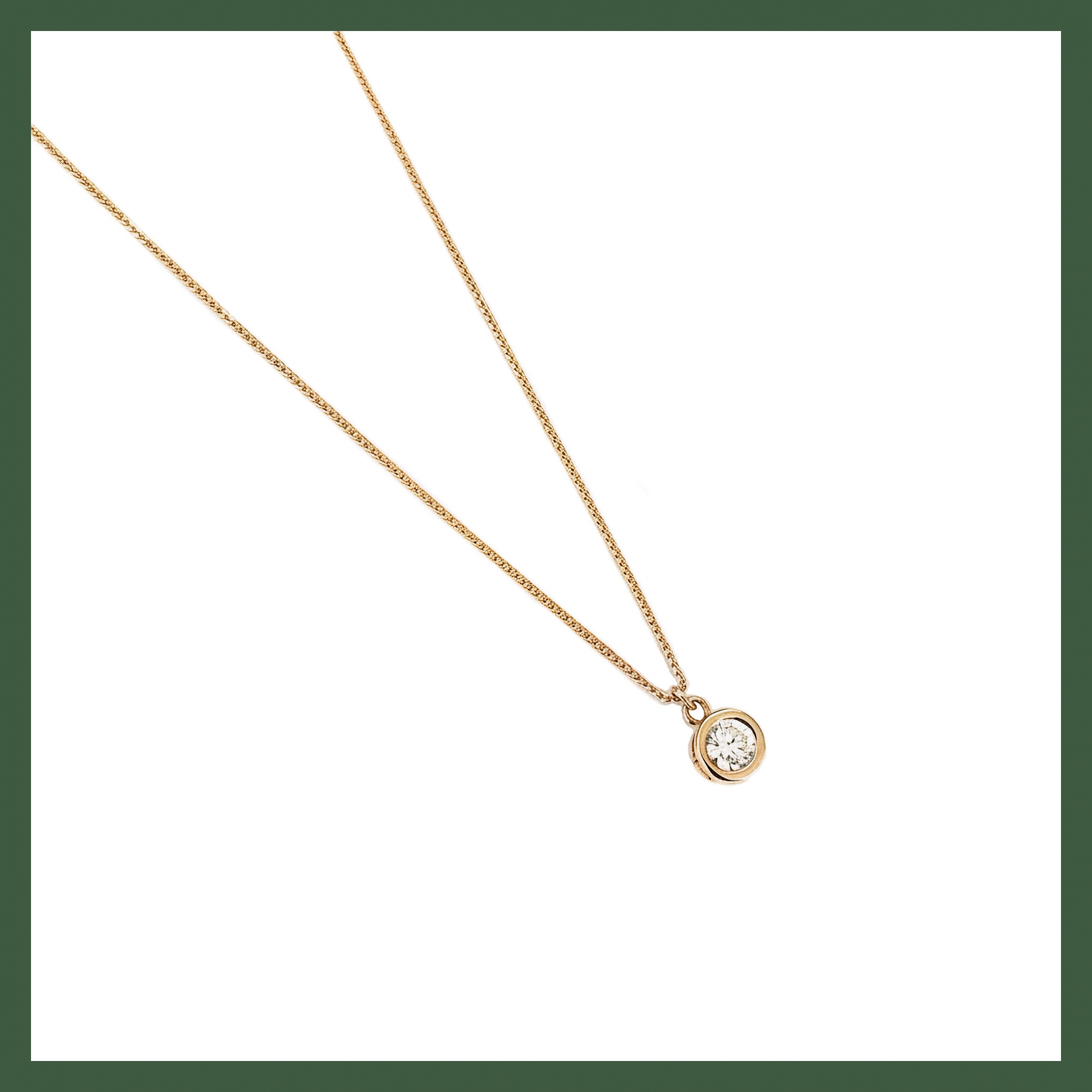 Collier Chaîne Pendant Solitaire et Zirconium Serti Clos Plaqué Or