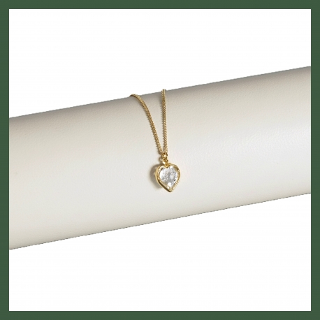 Collier Chaîne Plaqué Or Coeur Zirconium Serti clos