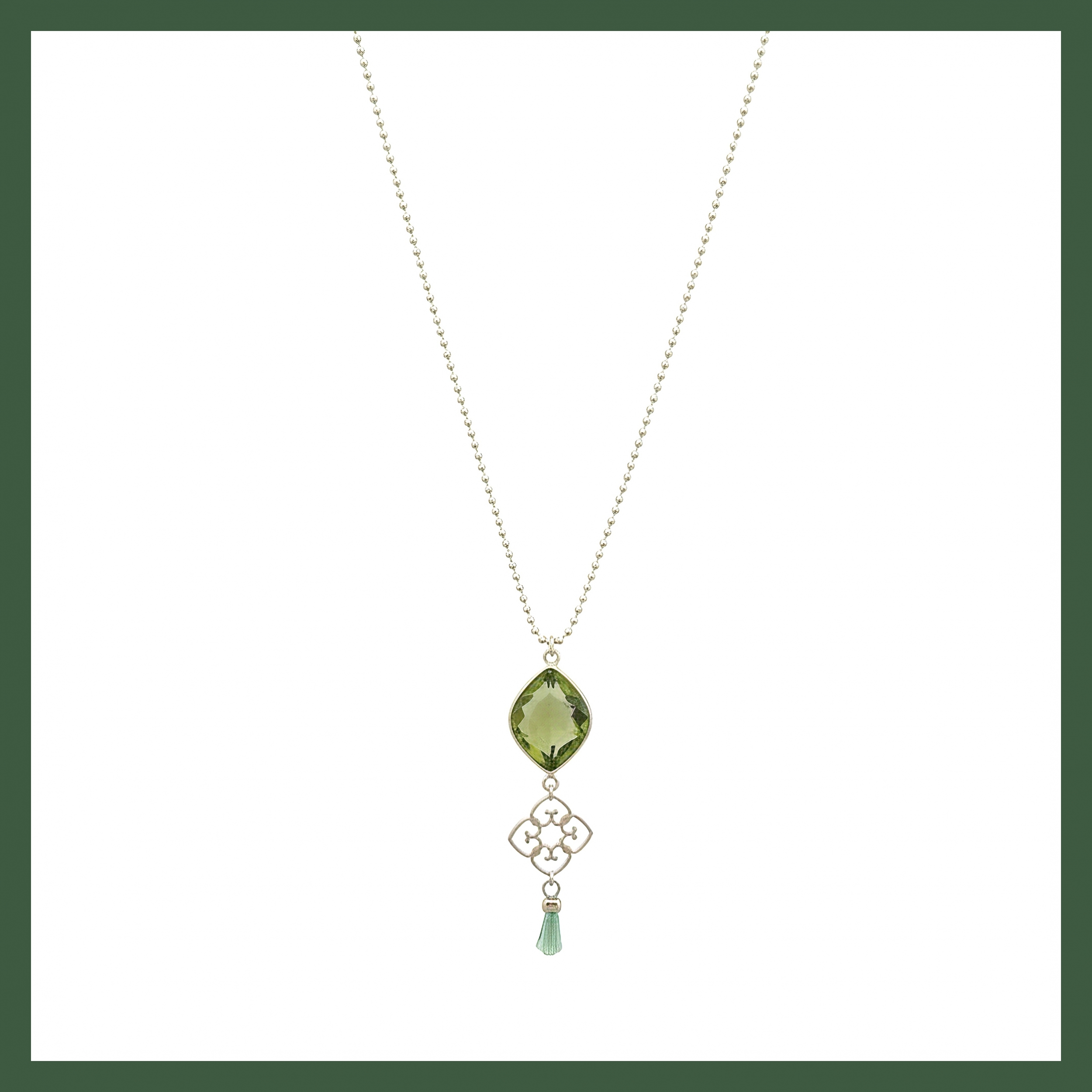 Art paris design boucles d'oreilles pendantes gouttes verte serties clos