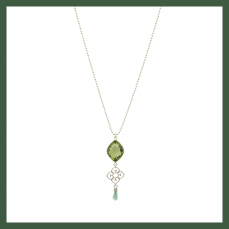 Art paris design boucles d'oreilles pendantes gouttes verte serties clos